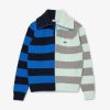 Pullovers | LACOSTE Pull Col Zippe A Rayures Contrastees En Laine