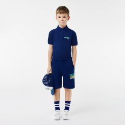 Vetements Garcon | LACOSTE Short Avec Imprime Lacoste En Molleton Non Gratte