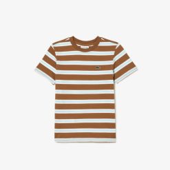 Vetements Garcon | LACOSTE T-Shirt Enfant Lacoste Avec Imprime Raye En Jersey De Coton