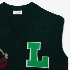 Pullovers | LACOSTE Pull Sans Manche En Laine Motif Inspiration Golf