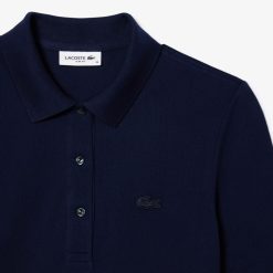 Polos | LACOSTE Polo Lacoste Slim Fit A Manches Trois-Quarts En Coton Souple