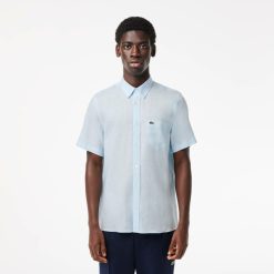 Chemises | LACOSTE Chemise A Manches Courtes Homme Lacoste En Lin