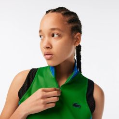 Vetements De Sport | LACOSTE Polo Sans Manche Femme Lacoste Tennis Col Zippe Ultra-Dry