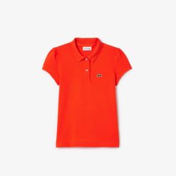 Vetements Fille | LACOSTE Polo Fille Lacoste En Mini Pique Avec Col Festonne