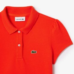 Vetements Fille | LACOSTE Polo Fille Lacoste En Mini Pique Avec Col Festonne