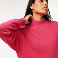 Pullovers | LACOSTE Pull Lacoste Femme Col Montant En Laine