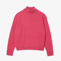 Pullovers | LACOSTE Pull Lacoste Femme Col Montant En Laine