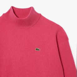 Pullovers | LACOSTE Pull Lacoste Femme Col Montant En Laine