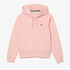 Sweatshirts | LACOSTE Sweatshirt Zippe A Capuche Jogger Femme Lacoste En Molleton Biologique