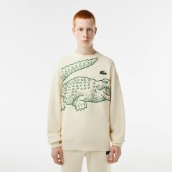 Sweatshirts | LACOSTE Sweatshirt Jogger Col Rond Homme Lacoste Loose Fit Imprime Crocodile