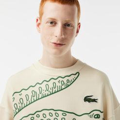 Sweatshirts | LACOSTE Sweatshirt Jogger Col Rond Homme Lacoste Loose Fit Imprime Crocodile