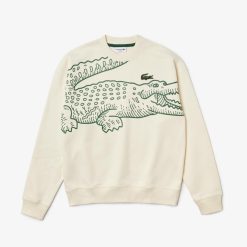 Sweatshirts | LACOSTE Sweatshirt Jogger Col Rond Homme Lacoste Loose Fit Imprime Crocodile