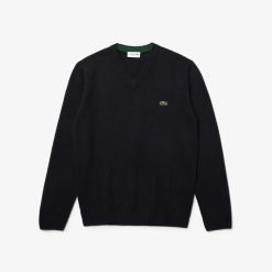 Pullovers | LACOSTE Pull A Col V En Laine Unie