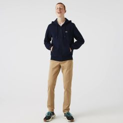 Sweatshirts | LACOSTE Sweatshirt Jogger Zippe Homme En Molleton Lacoste Avec Poche Kangourou