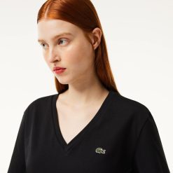 T-Shirts | LACOSTE T-Shirt Relaxed Fit En Jersey De Coton Doux Col V