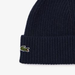 Chapeaux & Casquettes | LACOSTE Bonnet Maille Cotelee En Cachemire