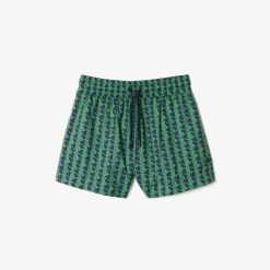 Pantalons & Shorts | LACOSTE Bermuda Court Avec Imprime Monogramme Et Cordon