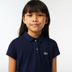 Vetements Fille | LACOSTE Polo Fille Lacoste En Mini Pique Avec Col Festonne