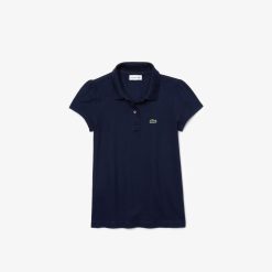 Vetements Fille | LACOSTE Polo Fille Lacoste En Mini Pique Avec Col Festonne