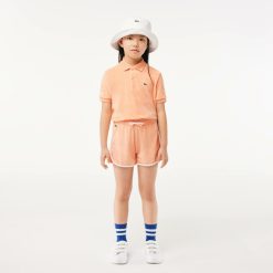 Vetements Fille | LACOSTE Short En Eponge Avec Bandes Contrastees