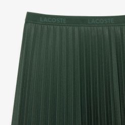 Robes & Jupes | LACOSTE Jupe Plissee Unie Fluide A Taille Elastiquee