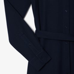 Robes & Jupes | LACOSTE Robe Regular Fit En Pique A Manches Longues