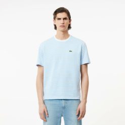 T-Shirts | LACOSTE T-Shirt A Rayures En Coton Epais