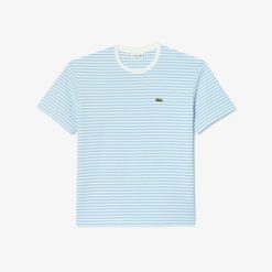 T-Shirts | LACOSTE T-Shirt A Rayures En Coton Epais