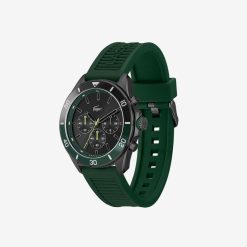 Montres | LACOSTE Montre Chronometre Tiebreaker Noire Avec Bracelet Vert En Silicone