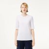 T-Shirts | LACOSTE T-Shirt A Col Rond Et Manches Trois-Quarts En Coton Uni