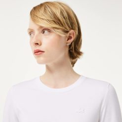 T-Shirts | LACOSTE T-Shirt A Col Rond Et Manches Trois-Quarts En Coton Uni