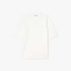 T-Shirts | LACOSTE T-Shirt A Col Rond Et Manches Trois-Quarts En Coton Uni