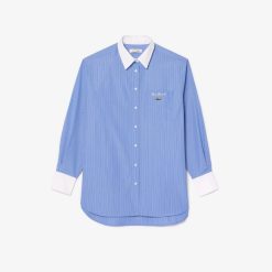 Chemises & Hauts | LACOSTE Chemise Regular Fit En Popeline A Col Contraste