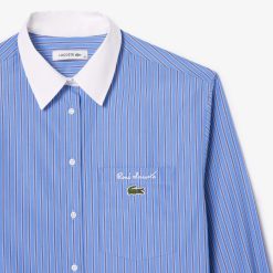 Chemises & Hauts | LACOSTE Chemise Regular Fit En Popeline A Col Contraste