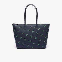 Sacs A Main & Cabas | LACOSTE Sac Cabas Imprime Crocodile En Toile Enduite