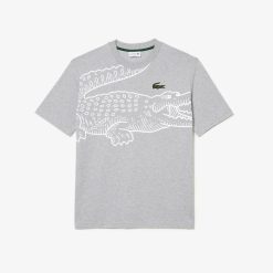 T-Shirts | LACOSTE T-Shirt Col Rond Homme Lacoste Loose Fit Imprime Crocodile