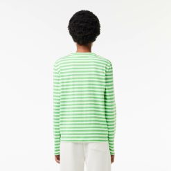 T-Shirts | LACOSTE T-Shirt Manches Longues Femme Lacoste A Rayures En Jersey De Coton