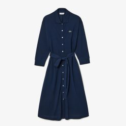 Robes & Jupes | LACOSTE Robe Polo Ample Ceinturee En Petit Pique De Coton