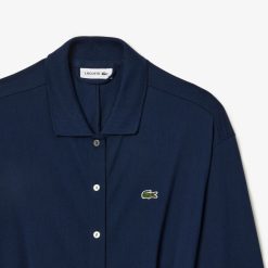 Robes & Jupes | LACOSTE Robe Polo Ample Ceinturee En Petit Pique De Coton