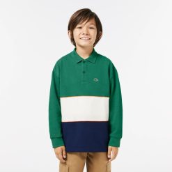 Vetements Garcon | LACOSTE Polo Manches Longues Color-Block En Pique De Coton