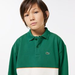 Vetements Garcon | LACOSTE Polo Manches Longues Color-Block En Pique De Coton