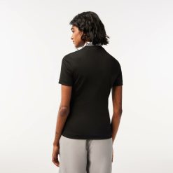 Polos | LACOSTE Polo Col Zippe En Jacquard Femme Lacoste