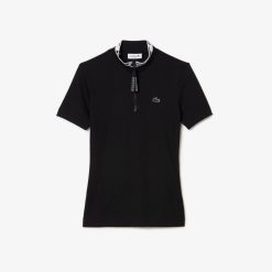 Polos | LACOSTE Polo Col Zippe En Jacquard Femme Lacoste