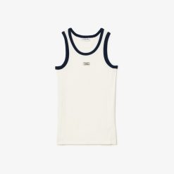 T-Shirts | LACOSTE Debardeur En Maille Cotelee Fluide Badge Tennis