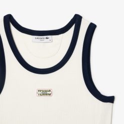 T-Shirts | LACOSTE Debardeur En Maille Cotelee Fluide Badge Tennis