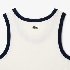 T-Shirts | LACOSTE Debardeur En Maille Cotelee Fluide Badge Tennis