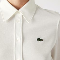 Chemises & Hauts | LACOSTE Chemise Femme A Col Francais Lacoste En Pique De Coton