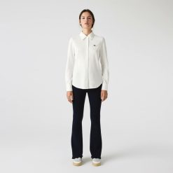 Chemises & Hauts | LACOSTE Chemise Femme A Col Francais Lacoste En Pique De Coton