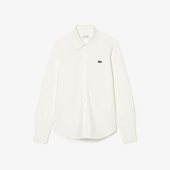 Chemises & Hauts | LACOSTE Chemise Femme A Col Francais Lacoste En Pique De Coton