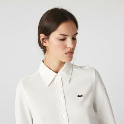 Chemises & Hauts | LACOSTE Chemise Femme A Col Francais Lacoste En Pique De Coton